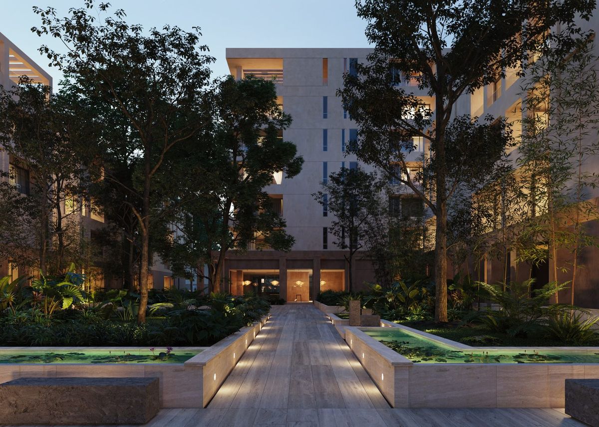 Render de la plaza central